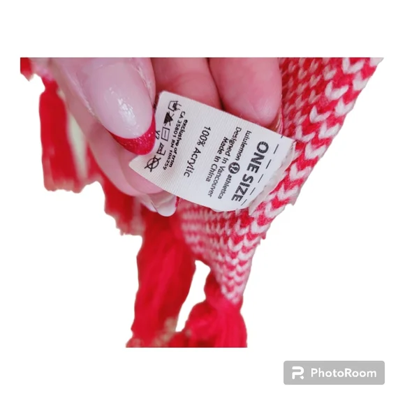 🧣Lululemon Unisex Red White Olympic Cheer Gear Scarf Spell Out Knit🧣 - Picture 7 of 14
